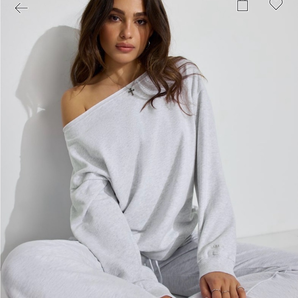 Garage Light Gray Off-the-Shoulder Sweater